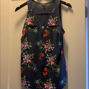 Express Blue floral tank top Size S